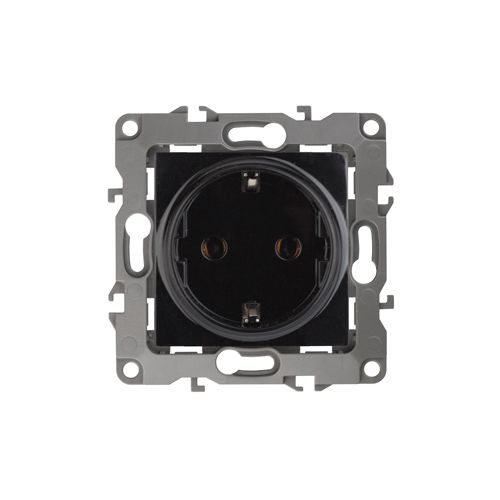 Розетка 1-м СП Эра12 12-2101-06 16А IP20 16AX 250В 2P+E Schuko механизм черн. Эра Б0014680