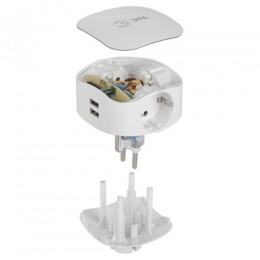 Разветвитель 3-м с заземл. 16А IP20 SP-3e-USB-2A 220В + 2хUSB 2000мА защ. шторки бел. Эра Б0015243