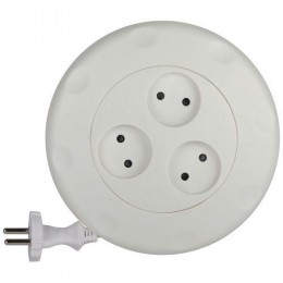 Удлинитель-рулетка 3х3м без заземл. 10А IP20 UR-3-3m-W ПВС 2х0.75 бел. Эра Б0019038