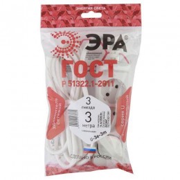 Удлинитель 3х3м с заземл. 16А IP20 U-3e-3m-3х1 ПВС 3х1 Эра Б0028370