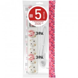 Удлинитель 5х5м с заземл. 16А IP20 U-5es-5m-3х1 ПВС 3х1 с выкл. Эра Б0028383