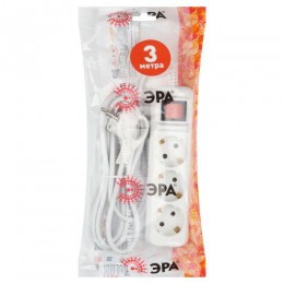 Удлинитель 3х3м с заземл. 10А IP20 UX-3es-3m ПВС 3х0.75 с выкл. Эра Б0035751