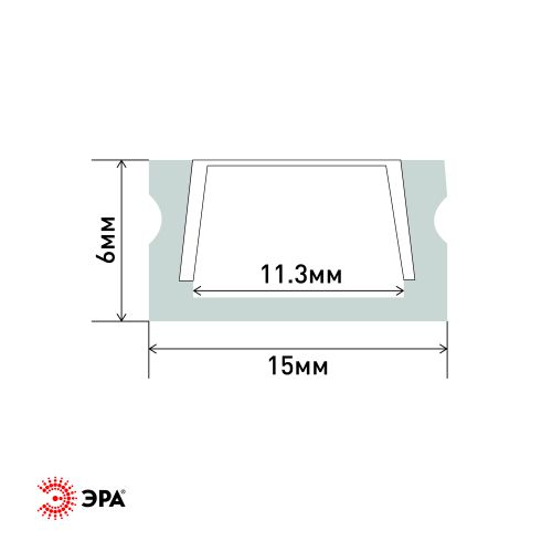 Комплект с накладным анодир. профилем CAB262 16х6мм 2м 1506 Эра Б0039463