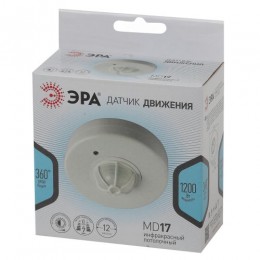Датчик движения MD 017 бел. макс. нагрузка 1200Вт угол обзора 180-360град. дальность 12м бел. Эра Б0043794