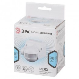 Датчик движения инфракрасный настенный MD 03 1200Вт IP44 12м Эра Б0043809