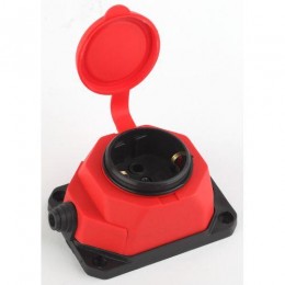 Колодка удлинителя 1-м с заземл. 16А IP44 K-1e-RED-IP44 каучук красн. Эра Б0044550