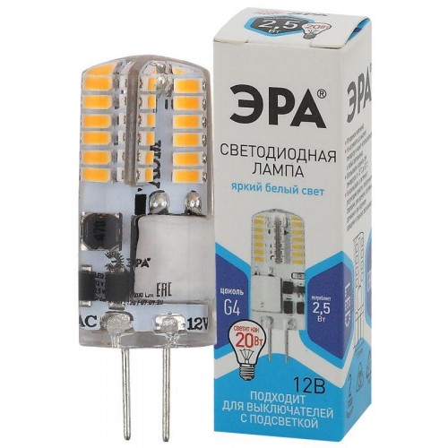 Лампа светодиодная LED-JC-2.5W-12V-SLC-840-G4 JC 2.5Вт капсульная 4000К нейтр. бел. G4 12В Эра Б0049090