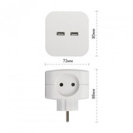 Разветвитель электрический SP-4-USB-W на 4 розетки 220В+ 2xUSB 2400мА без заземл 10А бел. Эра Б0049532