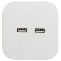 Разветвитель электрический SP-4-USB-W на 4 розетки 220В+ 2xUSB 2400мА без заземл 10А бел. Эра Б0049532