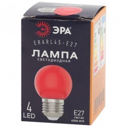 Лампа светодиодная ERARL45-E27 P45 1Вт шар красн. E27 4SMD для белт-лайт ЭРА Б0049575