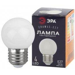 Лампа светодиодная ERAW45-E27 P45 1Вт шар бел. E27 4SMD для белт-лайт ЭРА Б0049577