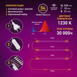Светильник модульный для растений FITO-3х10W-LINE-RB90 30Вт красно-синего спектра ЭРА Б0050924