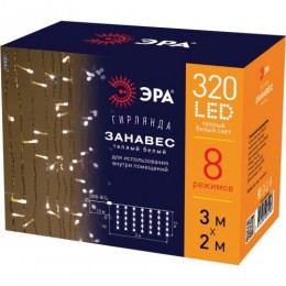 Гирлянда ENIG - 320W дождь/занавес 3х2м 320 LED тепл. бел. 8 режимов 220В IP20 Эра Б0051872