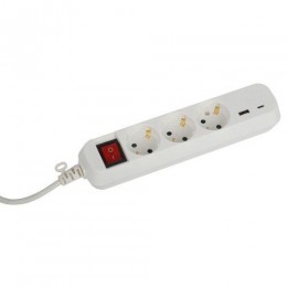 Удлинитель 3х1.5м с заземл. 10А +1xUSBA+1xUSBC с выкл. UB-3es-1.5m-USB Эра Б0052897