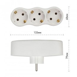 Разветвитель 3-м с заземл. 16А IP20 SPx-3e-W бел. Эра Б0053479