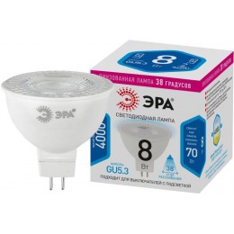 Лампа светодиодная STD LED Lense MR16-8W-840-GU5.3 8Вт MR16 софит 4000К нейтр. бел. GU5.3 650лм 170-265В линзованная Эра Б0054939