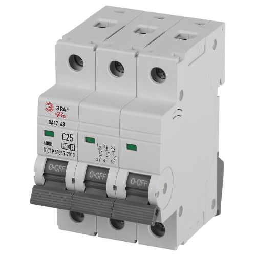 Выключатель автоматический 3п C 25А 4.5кА ВА47-63 PRO ЭРА Б0059439