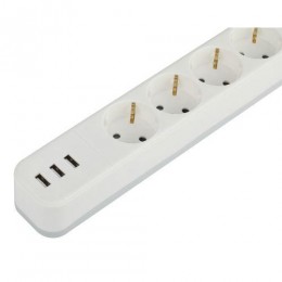 Удлинитель с сетевым фильтром 4х1.5м с заземл. 10А USF-4es-1.5m-3xUSBA-W +3xUSBA 3.1A с выкл. с базов. защитой Эра Б0059567