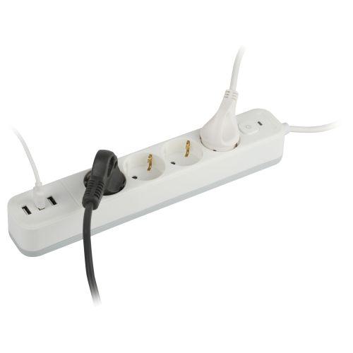 Удлинитель с сетевым фильтром 4х1.5м с заземл. 10А USF-4es-1.5m-3xUSBA-W +3xUSBA 3.1A с выкл. с базов. защитой Эра Б0059567