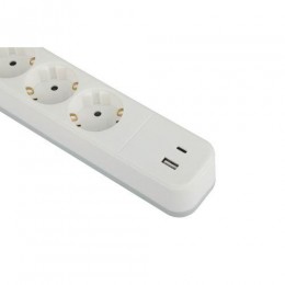 Удлинитель с сетевым фильтром 4х3м с заземл. 10А USF-4es-3m-2xUSBAC-W +2xUSBA+C 3.1A с выкл. с базов. защитой Эра Б0059573