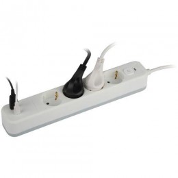 Удлинитель с сетевым фильтром 4х3м с заземл. 10А USF-4es-3m-2xUSBAC-W +2xUSBA+C 3.1A с выкл. с базов. защитой Эра Б0059573