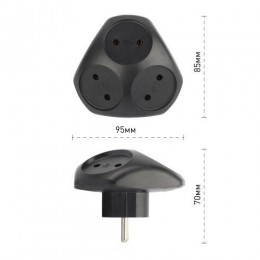 Разветвитель электрический SPx-3-B на 3 розетки без заземл. 10А черн. Эра Б0059721