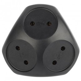 Разветвитель электрический SPx-3-B на 3 розетки без заземл. 10А черн. Эра Б0059721