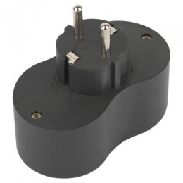 Разветвитель электрический SPx-2e-B на 2 розетки с заземл. 16А черн. Эра Б0059722