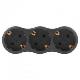 Разветвитель электрический SPx-3e-B на 3 розетки с заземл. 16А черн. Эра Б0059723