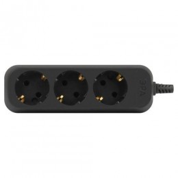 Колодка удлинителя 3-м с заземл. черн. KX-3e-B Эра Б0061718