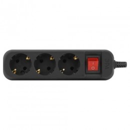 Колодка удлинителя 3-м с заземл. с выключателем черн. KX-3es-B Эра Б0061723