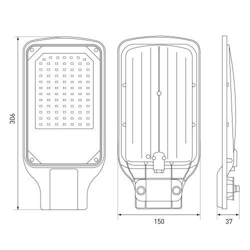 Светильник светодиодный SPP-504-0-50K-050 50Вт 5000К IP65 5000лм КСС Д DOB SMD 48мм уличный черн. Эра Б0062692