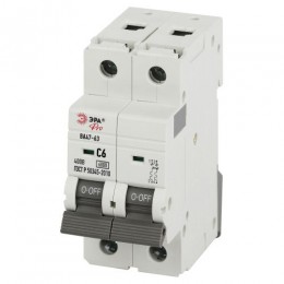 Выключатель автоматический 2п C 6А 6кА ВА47-63 PRO VA63-2P06C6 Эра Б0063151