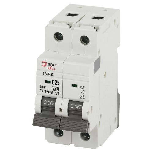 Выключатель автоматический 2п C 25А 6кА ВА47-63 PRO VA63-2P25C6 Эра Б0063155