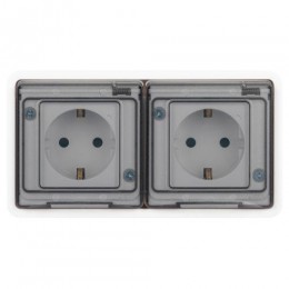 Розетка Эксперт 11-2524-01 2х2P+E гориз. IP55 шторки 16А-250В СУ бел. Эра Б0063254