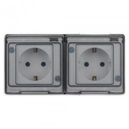 Розетка Эксперт 11-2504-01 2х2P+E гориз. IP55 шторки 16А-250В ОУ бел. Эра Б0063262