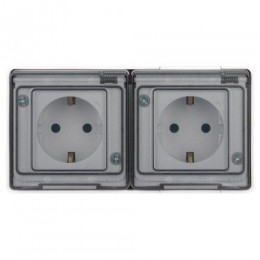 Розетка Эксперт 11-2503-01 2х2P+E гориз. IP55 16А-250В ОУ бел. Эра Б0063264