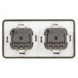 Розетка Эксперт 11-2523-01 2х2P+E гориз. IP55 16А-250В СУ бел. Эра Б0063276