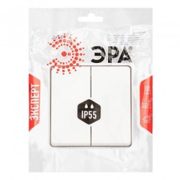 Переключатель Эксперт 11-1506-01 двойн. IP55 10АХ-250В ОУ бел. Эра Б0063295