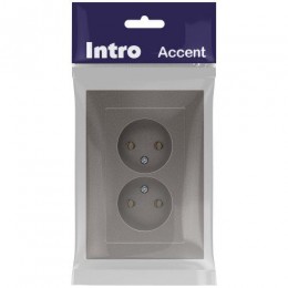 Розетка 2-м СП Accent 6-204-09 16А IP20 250В 2P AL/CU титан Intro Б0063433