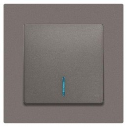 Выключатель 1-кл. СП Accent 6-102-09 10А IP20 250В с подсветкой AL/CU титан Intro Б0063460