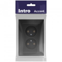 Розетка 2-м СП Accent 6-204-05 16А IP20 250В 2P AL/CU антрацит Intro Б0063465