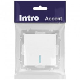 Выключатель 1-кл. СП Accent 6-102-01М 10А IP20 250В с подсветкой AL/CU бел. матов. Intro Б0063466