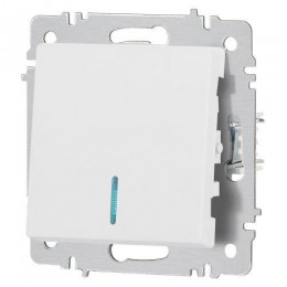 Выключатель 1-кл. СП Accent 6-102-01М 10А IP20 250В с подсветкой AL/CU бел. матов. Intro Б0063466