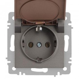 Розетка 1-м СП Accent 6-203-09 16А IP20 250В 2P+E Schuko с крышкой AL/CU титан Intro Б0063471