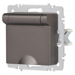 Розетка 1-м СП Accent 6-203-09 16А IP20 250В 2P+E Schuko с крышкой AL/CU титан Intro Б0063471