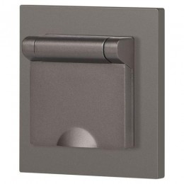 Розетка 1-м СП Accent 6-203-09 16А IP20 250В 2P+E Schuko с крышкой AL/CU титан Intro Б0063471