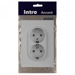 Розетка 2-м СП Accent 6-205-01 16А IP20 250В 2P+E Schuko AL/CU бел. Intro Б0063485