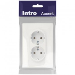Розетка 2-м СП Accent 6-205-01М 16А IP20 250В 2P+E Schuko AL/CU бел. матов. Intro Б0063487