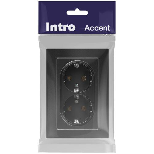 Розетка 2-м СП Accent 6-205-05 16А IP20 250В 2P+E Schuko AL/CU антрацит Intro Б0063494